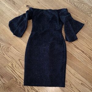 Eliza J Black Glitter Long Sleeve Dress